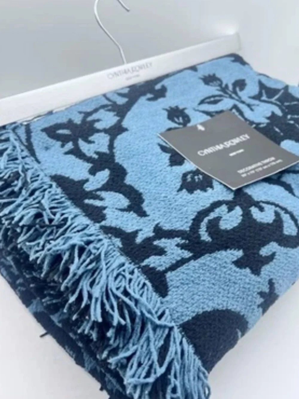 Cynthia Rowley Throw Blanket 50x70 Teal  Damask Spider Skull Raven Halloween